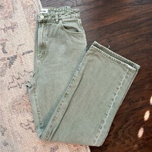 Rollas - High Rise Green Straight Leg Jean